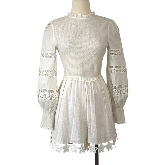 ZIMMERMANN Primrose Daisy Playsuit Romper Long Sleeve Lace Ivory 1 (US6) NWT - Picture 1 of 11